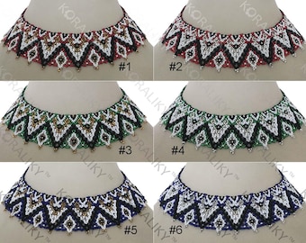 KORALIKY. Ukrainian Traditional Handmade Bead Netting Stitch NECKLACE Sylyanka.