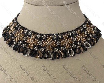 KORALIKY. Ukrainian Traditional Handmade Bead Netting Stitch NECKLACE Sylyanka. Bulk Orders Discount Up to 50+%.