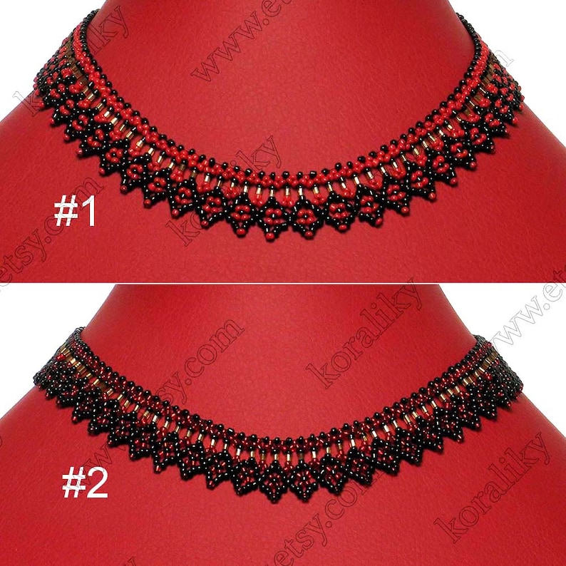 Black Red Gold Modern Ukrainian Handmade Glass Jewelry Beads Beaded NECKLACE Gerdan
