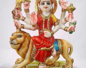 Statua in marmo di Durga Mata - 7 pollici