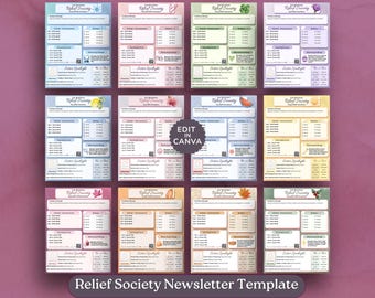 Relief Society Newsletter Canva Template | Editable Monthly Newsletter