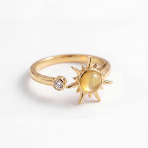 Anello girevole ADHD regolabile, anello antistress per l'ansia, anello rotante con sole in oro e argento, anello sensoriale ADHD, anello antistress da donna, gioielli per la consapevolezza