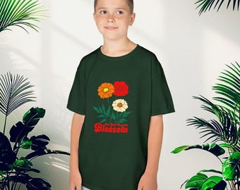 Bloom Blossom Flowers Kids Tee | Colorful Marigold Graphic
