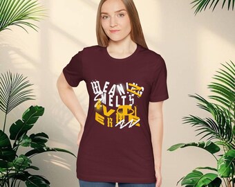 Abstraktes Graffiti Script T-Shirt | Gelb Schwarz Streetwear Typografie