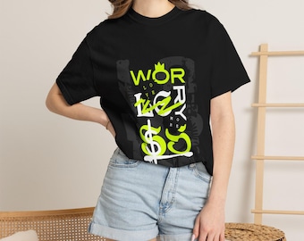 Besorgtes Geld Schädel Grafik t-Shirt T-Shirt | Neongrüne Streetwear