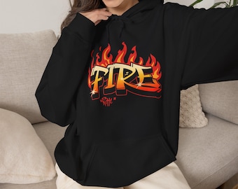 Flammender 'FEUER' Grafik Hoodie | Flame Lettering Streetwear