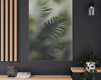 Tropical Palm Leaves Canvas | Botanical Wall Art, Green Foliage Print