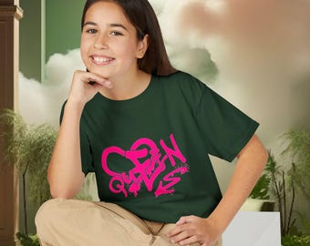 Pinkes Graffiti Herz Jugend T-Shirt | Liebe Street Art, Kinder T-Shirt