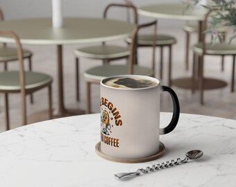 Das Leben beginnt nach Kaffeebecher | Farbwechsel Kaffeetasse