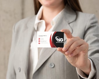 Red Black Modern Business Card Template | Editable Canva Networking Card (Digital Download)