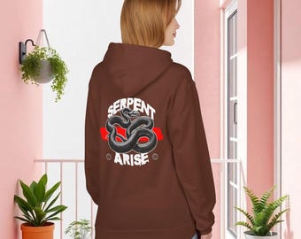 Serpent Arise snake illustration Hoodie | retro tattoo style, red accent