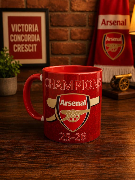 Champions Football Mug 25-26 – Red Ceramic Fan Inspired Coffee Mug