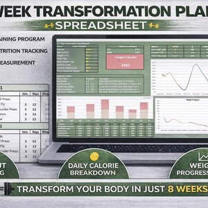 8-Week Fitness Transformation Program | Fat Loss & Muscle Gain Plan | Digital Download