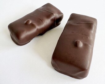Barres protéinées au chocolat, au beurre de cacahuète et au caramel, collation riche en protéines, dessert sain sans sucre