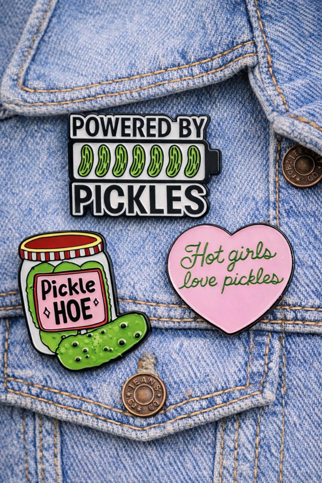 Pickle Ensmel Pin Set - Funny Pickle Pins - Hot Girls Love Pickles ...