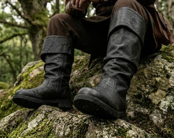 Mittelalterliche Wikingerstiefel | Pirat Ren Faire Stiefel | LARP Cosplay Schuhe | Authentische Krieger Schuhe