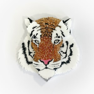 BIG CATS COLLECTION - Erwachsene Tiger Gesicht Brosche, Acryl Glitter, schöne Tier Brosche - Handgemachte Lasercut Pin