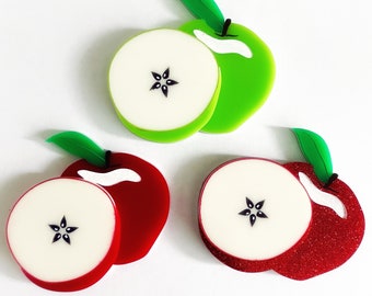 Star Cut Apple - Acrylic Brooch