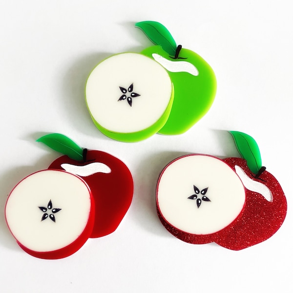 Star Cut Apple - Acrylic Brooch