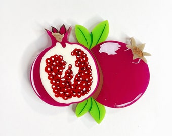 Pomegranate - Autumn Harvest - cute multicolored Pomegranate brooch featuring layered laser cut acrylic