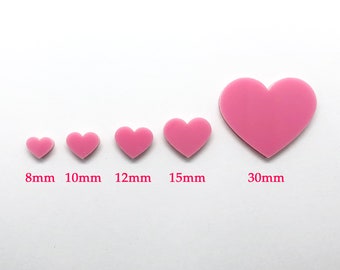 Earrings Colour Acrylic Heart Studs - Multiple sizes and colours