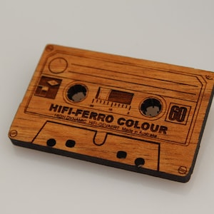 Wood laser cut brooch Retro cassette tape image 1