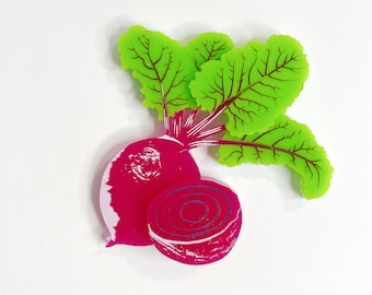 Beetroot - Autumn Harvest - cute multicolored Beetroot brooch featuring layered laser cut acrylic