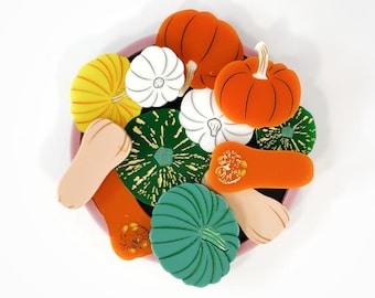 Pumpkin - Autumn Harvest - cute multicolored Pumpkin brooch featuring layered laser cut acrylic