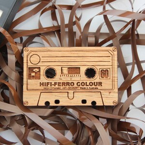 Wood laser cut brooch Retro cassette tape image 3