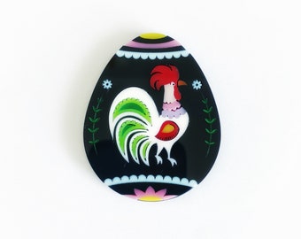 2022 Polish Pisanka (Pisanki) Egg brooch - Black version - multi colour laser cut acrylic