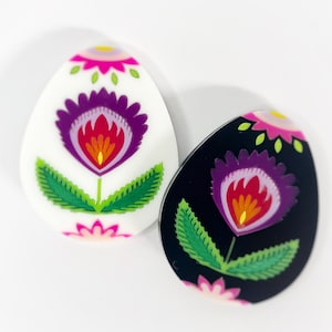 2023 Polish Pisanka Pisanki Egg brooch Black / white version multi colour laser cut acrylic image 1