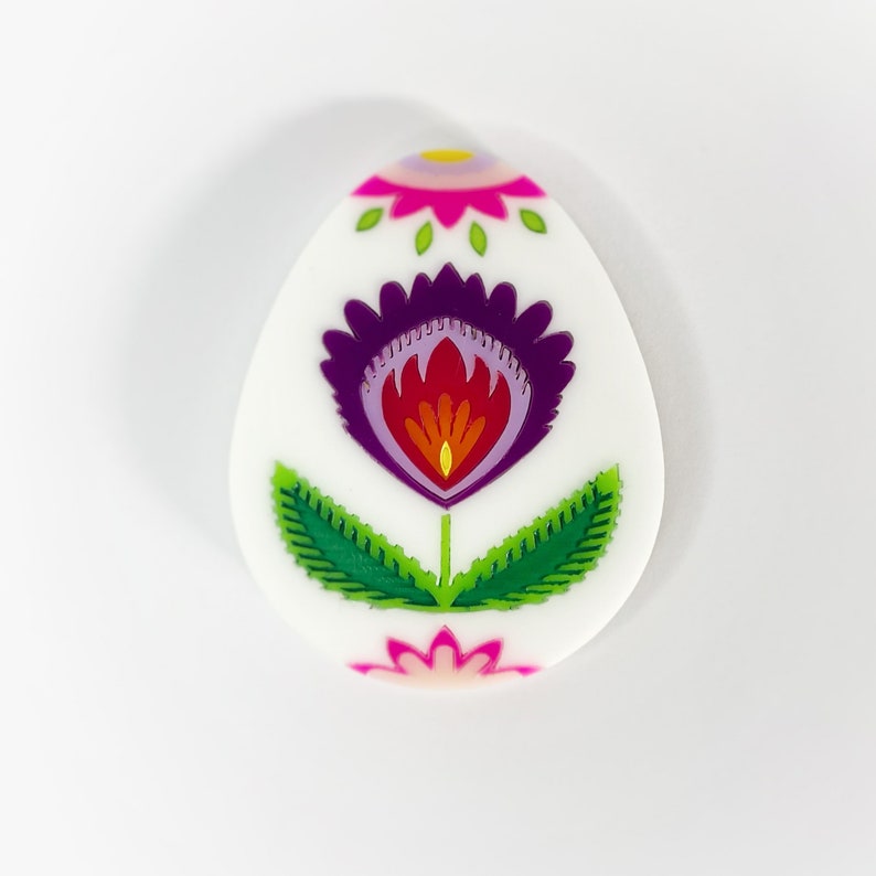 2023 Polish Pisanka Pisanki Egg brooch Black / white version multi colour laser cut acrylic image 2