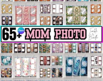 65+ Mom Photo Tumbler Sublimation Design, Mom Tumbler Wrap with Pictures, Editable Photo Template, Mama Tumbler Wrap with Photo