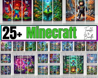 25+ Cartoon Game Block World Gamer Tumbler Wrap Bundle | Pixel Adventure 20oz Skinny Wraps | Kids Gaming Cup PNG | Vibrant Digital Download