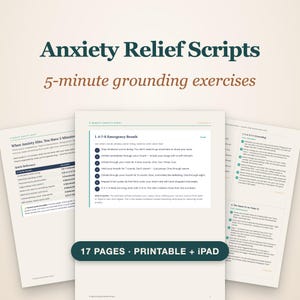 Anxiety Relief Scripts | Grounding Exercises & Coping Skills | Panic Attack Toolkit | Printable PDF