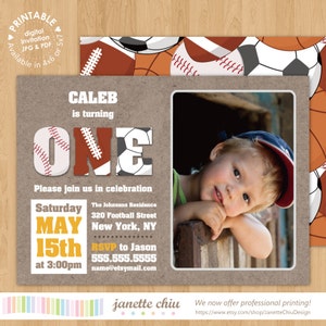 Sports Birthday Party Photo Invitation Digital Printable or | Etsy