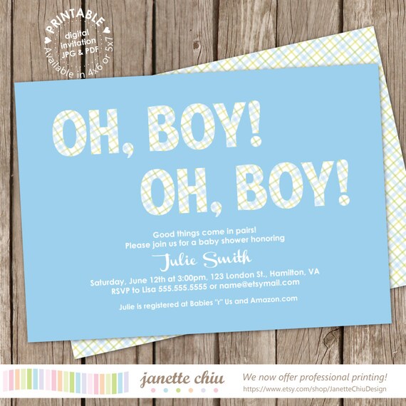 twin boy baby shower invitations free