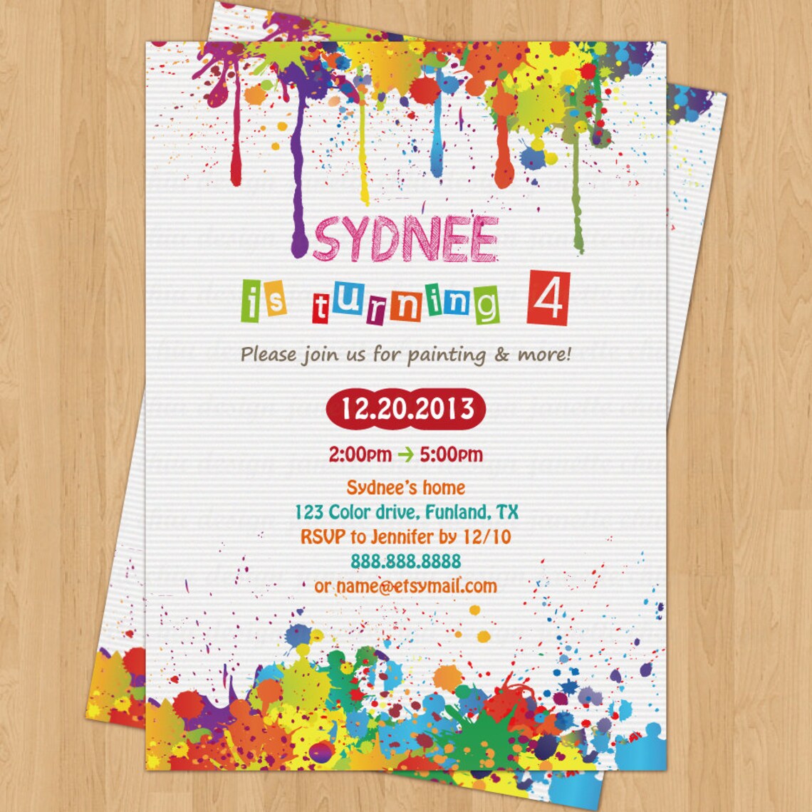 Arts and Crafts Birthday Party Invitation Digital Printable Etsy