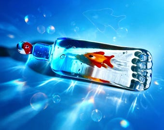 Ornement de sac de poisson en verre brillant - Poisson en verre en forme de dentifrice, décoration de mini aquarium | Cadeau unique pour la fête des pères