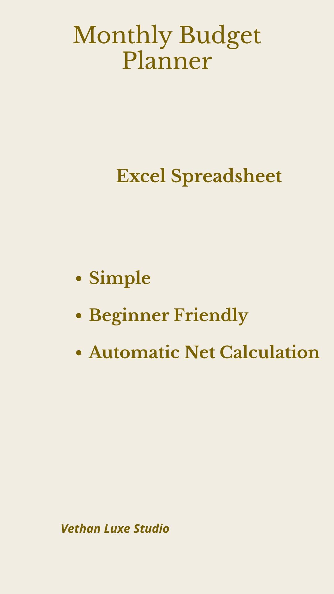 Monthly Budget Planner Excel | Income & Expense Tracker | Net Budget ...
