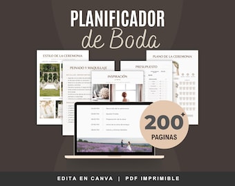 Planificador de Boda / Wedding Planner / Organizador de Boda Editable en Canva / Guía Completa de Boda en Español / Checklist de Boda / PDF
