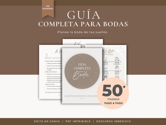 Guía Completa para Planificar tu Boda | Checklist de Boda | Wedding Planner en Español | Organizador Editable en Canva | PDF Descargable