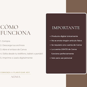 Puede incluir: Gr&aacute;fico de informaci&oacute;n de producto digital en espa&ntilde;ol. El gr&aacute;fico incluye instrucciones sobre c&oacute;mo usar el producto y una secci&oacute;n etiquetada como "IMPORTANTE" con detalles clave. El fondo es beige claro con acentos marrones.