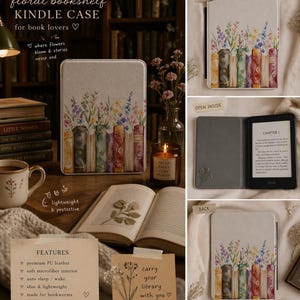 Funda para Kindle con diseño floral de acuarela / Funda para Kindle con estampado floral