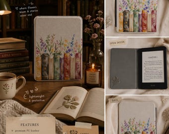 Funda para Kindle con diseño floral de acuarela / Funda para Kindle con estampado floral