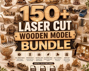 150+ Laser Cut Wooden Model Bundle | SVG, DXF, CDR Files (Digital Download)