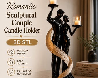 Sculptural Couple Candle Holder STL | Modern Romantic Home Decor (Digital Download)
