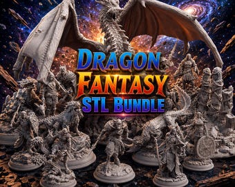 Dragon Fantasy STL-paket | Dragon Worrior | 3D-utskrivbara figurer