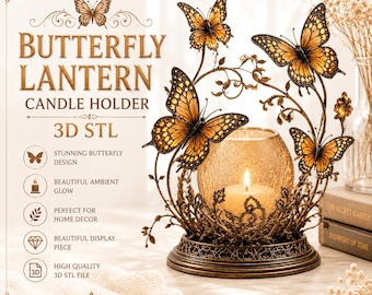 Butterfly Lantern Candle Holder STL | Nature Inspired Decor 3D Print File (Digital Download)
