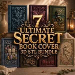 Pacchetto di 7 copertine di libri segrete in formato STL / Libri fantasy con contenitori nascosti (download stampabili in 3D)